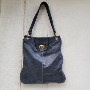 kate landry leather kiss lock hobo bag black boho